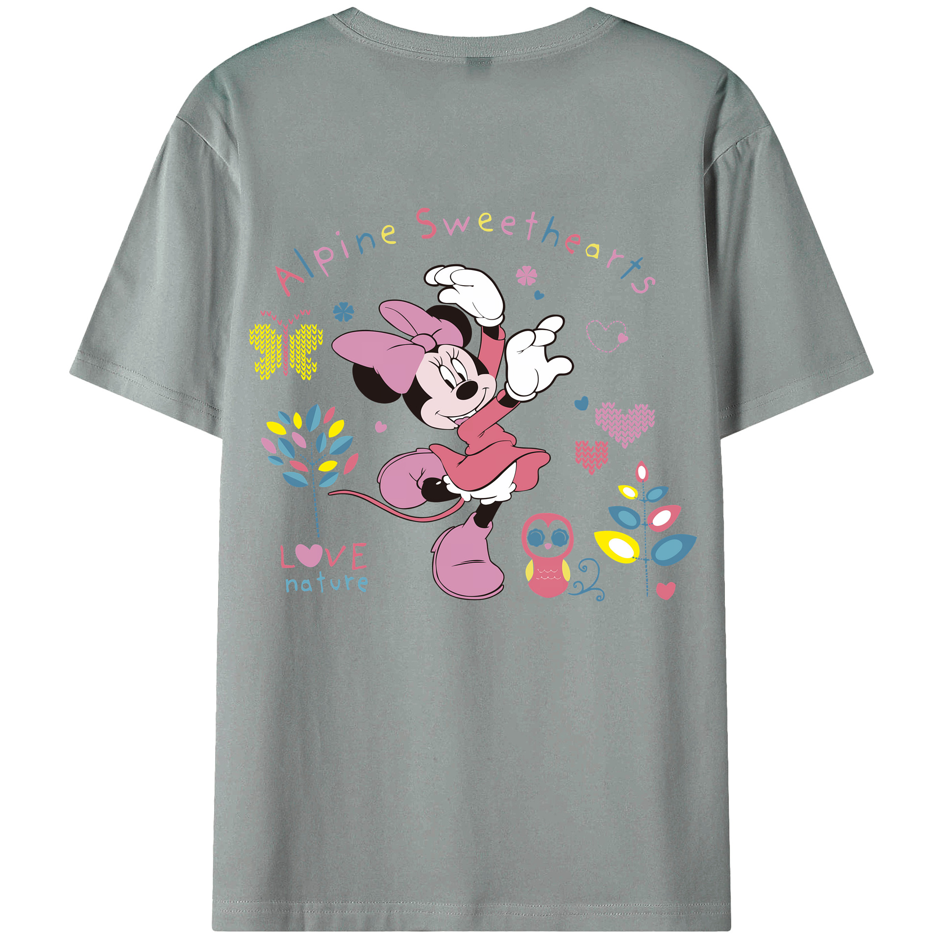 （画像用） ミッキーマウス Mickey Mouse 綿100％ メンズ半袖Tシャツ（バックプリント） 通気性